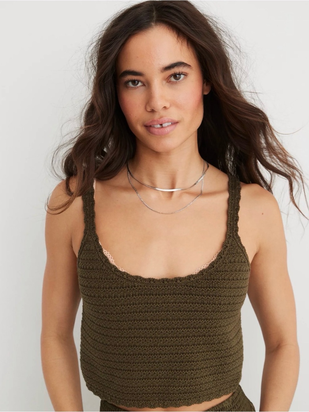 Aerie Summer Nights Brown Cropped Tank